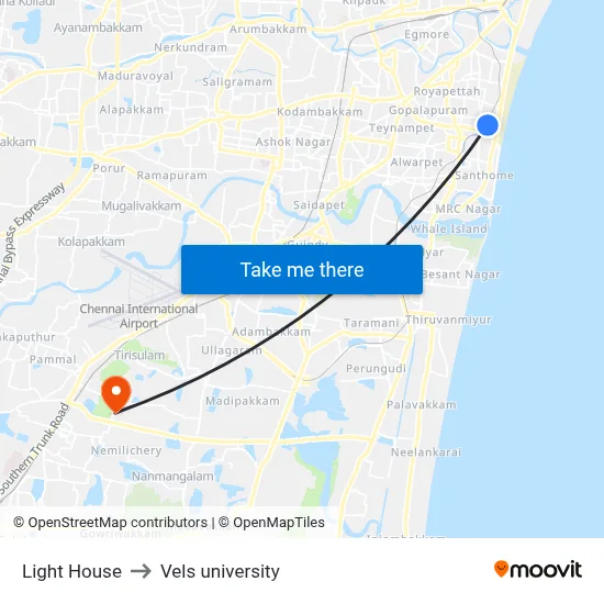 Light House to Vels university map