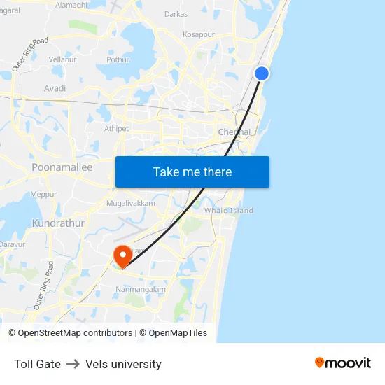 Toll Gate to Vels university map