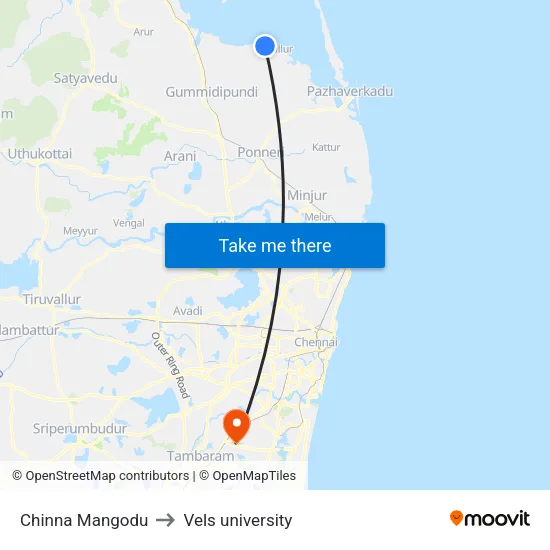 Chinna Mangodu to Vels university map