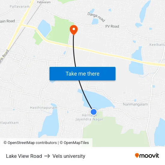 Lake View Road to Vels university map