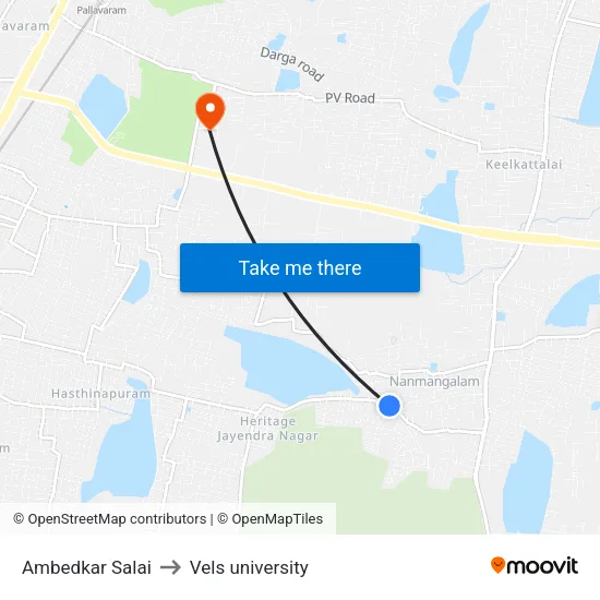 Ambedkar Salai to Vels university map
