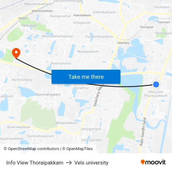 Info View Thoraipakkam to Vels university map