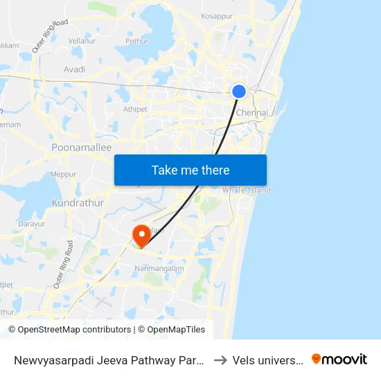 Newvyasarpadi Jeeva Pathway Parent to Vels university map