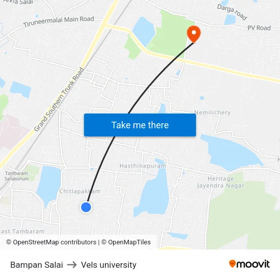 Bampan Salai to Vels university map