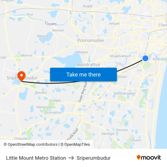 Little Mount Metro Station to Sriperumbudur map
