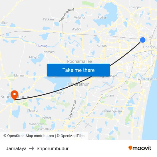 Jamalaya to Sriperumbudur map
