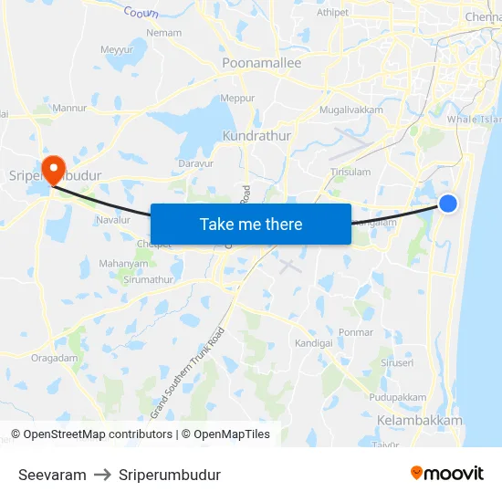 Seevaram to Sriperumbudur map