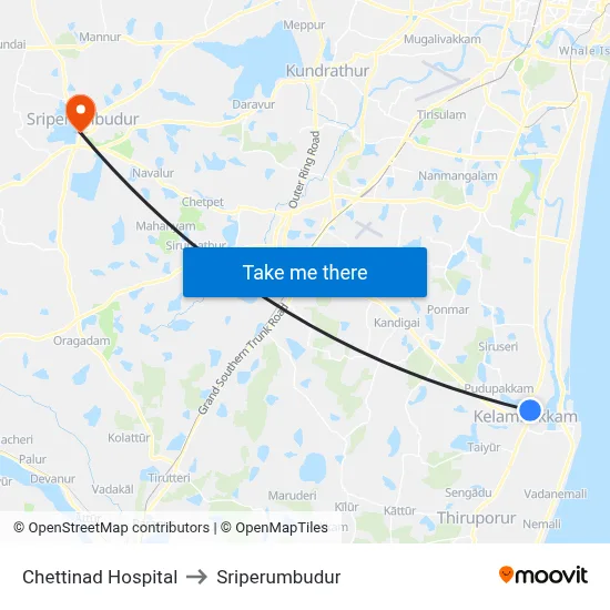 Chettinad Hospital to Sriperumbudur map