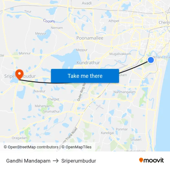 Gandhi Mandapam to Sriperumbudur map