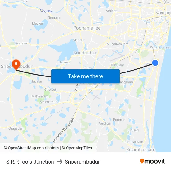 S.R.P.Tools Junction to Sriperumbudur map
