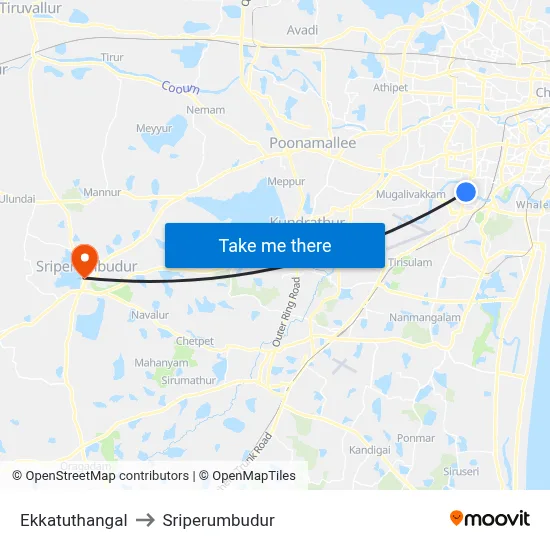 Ekkatuthangal to Sriperumbudur map