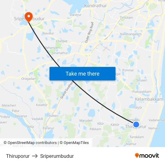 Thiruporur to Sriperumbudur map