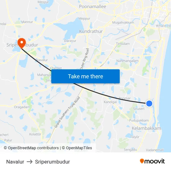 Navalur to Sriperumbudur map