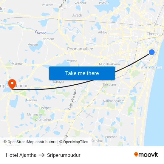 Hotel Ajantha to Sriperumbudur map