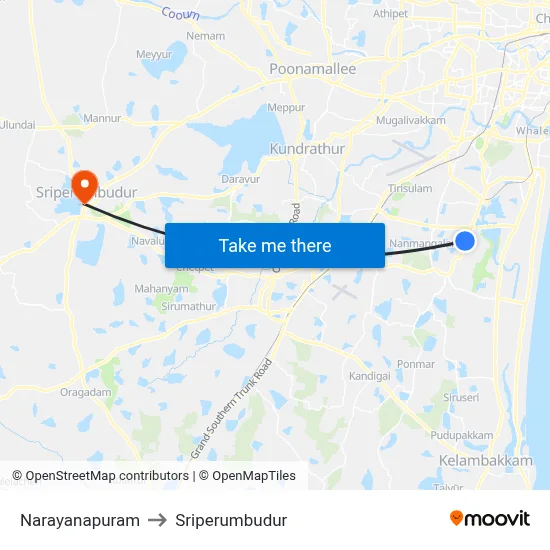 Narayanapuram to Sriperumbudur map