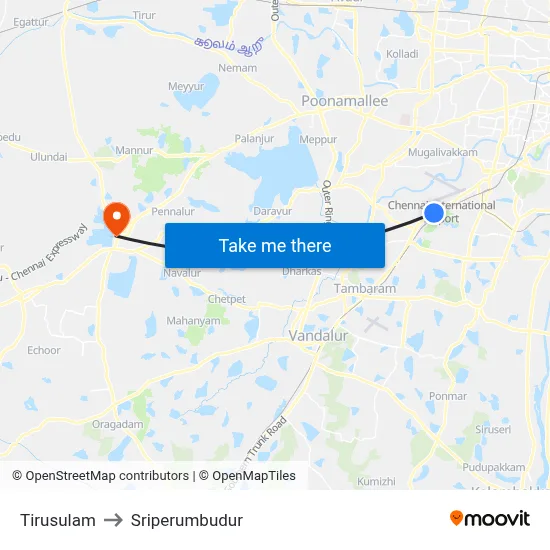 Tirusulam to Sriperumbudur map