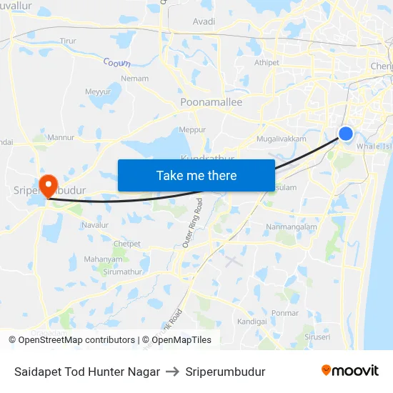 Saidapet Tod Hunter Nagar to Sriperumbudur map