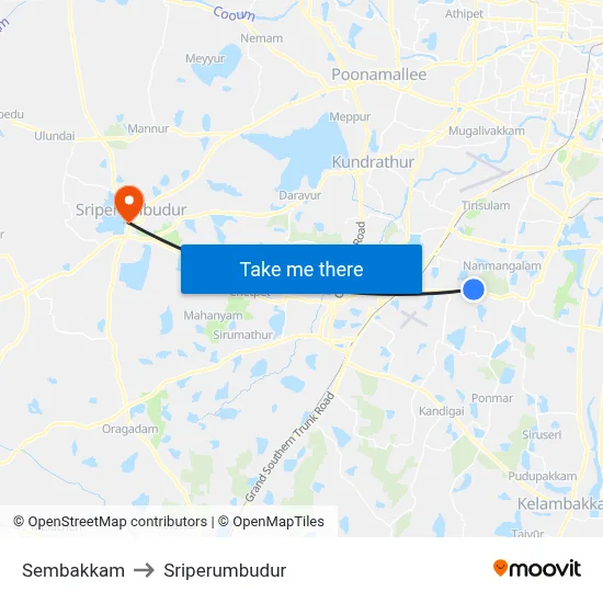 Sembakkam to Sriperumbudur map