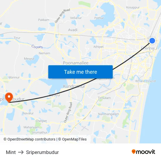 Mint to Sriperumbudur map