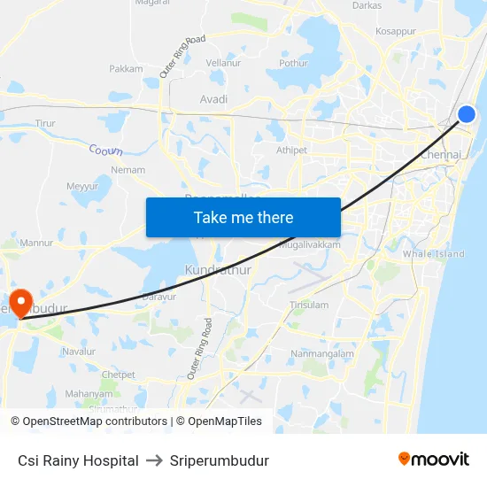 Csi Rainy Hospital to Sriperumbudur map