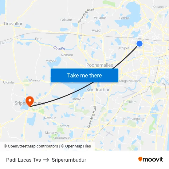 Padi Lucas Tvs to Sriperumbudur map