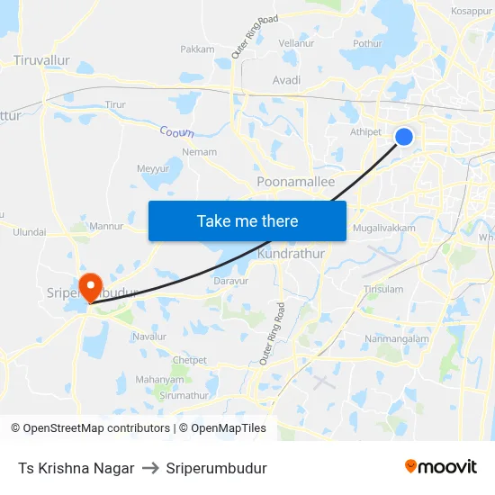Ts Krishna Nagar to Sriperumbudur map