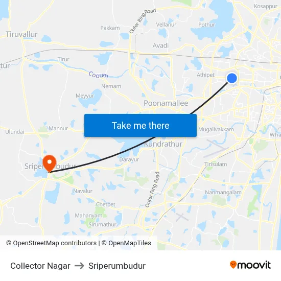 Collector Nagar to Sriperumbudur map