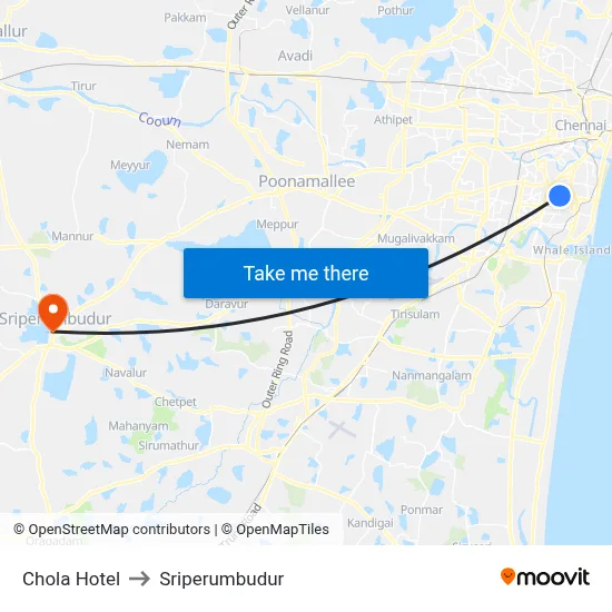 Chola Hotel to Sriperumbudur map