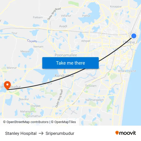 Stanley Hospital to Sriperumbudur map