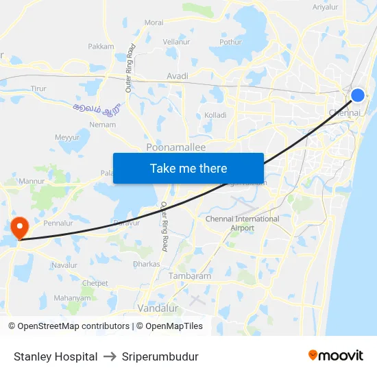 Stanley Hospital to Sriperumbudur map