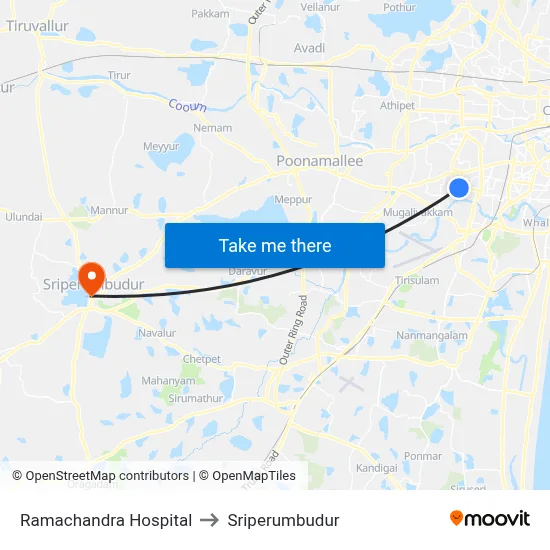 Ramachandra Hospital to Sriperumbudur map