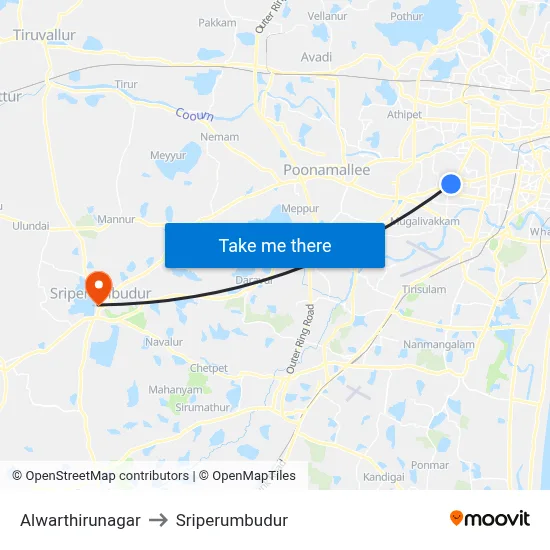 Alwarthirunagar to Sriperumbudur map