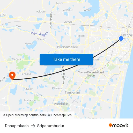 Dasaprakash to Sriperumbudur map