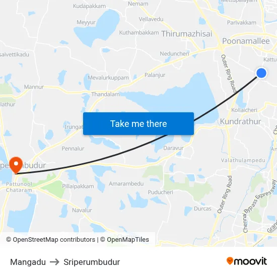 Mangadu to Sriperumbudur map