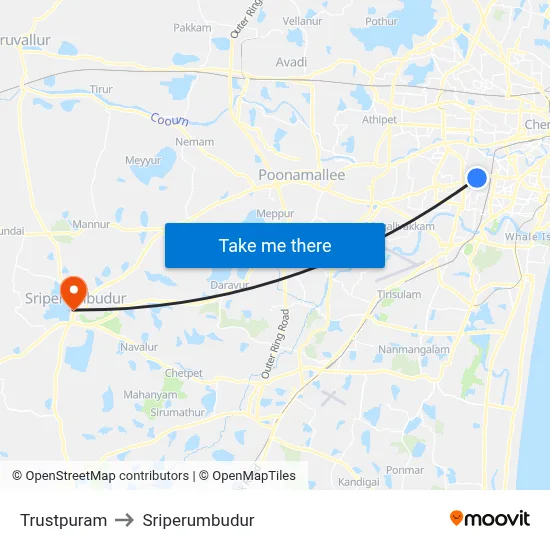 Trustpuram to Sriperumbudur map