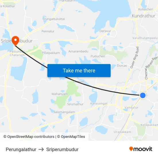 Perungulattur to Sriperumbudur map