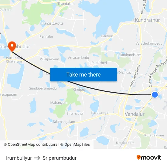 Irumbuliyur to Sriperumbudur map