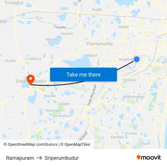 Ramapuram to Sriperumbudur map
