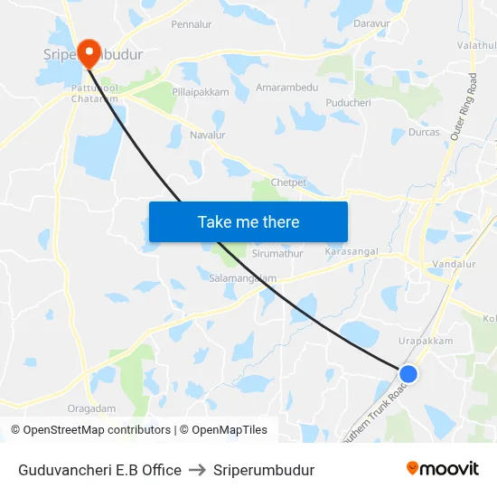 Guduvancheri E.B Office to Sriperumbudur map