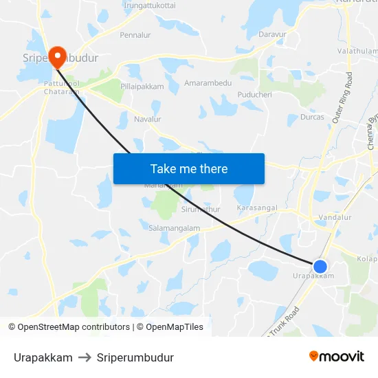 Urapakkam to Sriperumbudur map