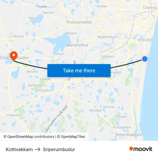 Kottivakkam to Sriperumbudur map
