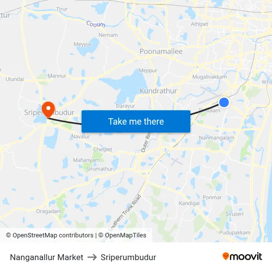 Nanganallur Market to Sriperumbudur map