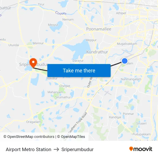 Airport Metro Station to Sriperumbudur map