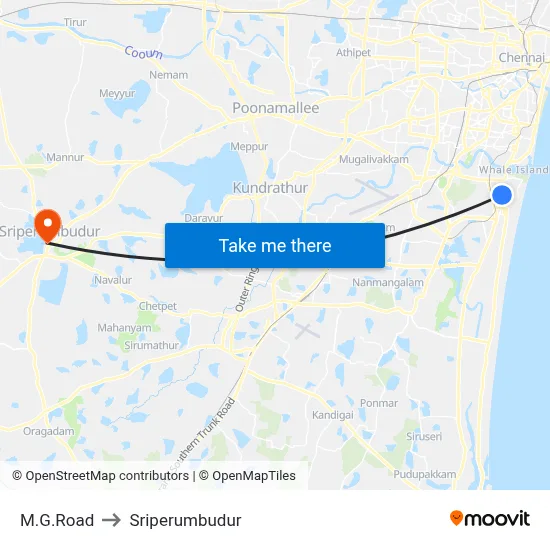 M.G.Road to Sriperumbudur map