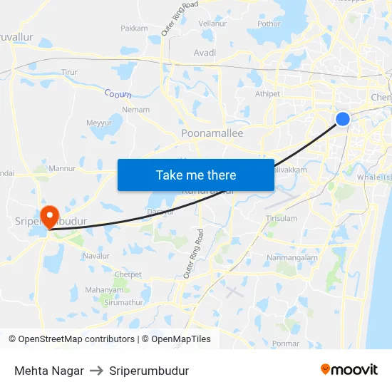 Mehta Nagar to Sriperumbudur map