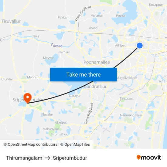 Thirumangalam to Sriperumbudur map