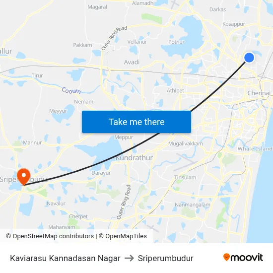 Kaviarasu Kannadasan Nagar to Sriperumbudur map