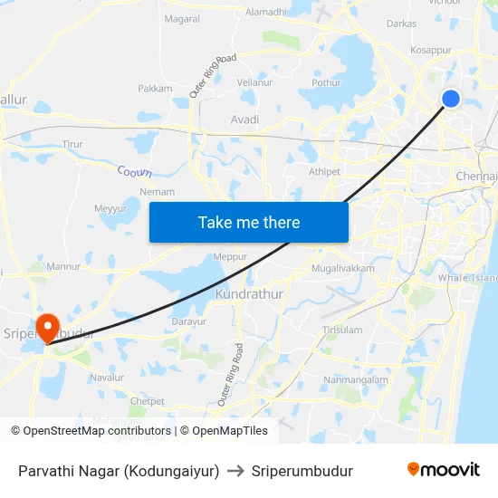 Parvathi Nagar (Kodungaiyur) to Sriperumbudur map