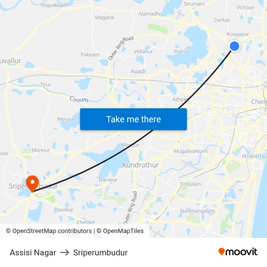 Assisi Nagar to Sriperumbudur map