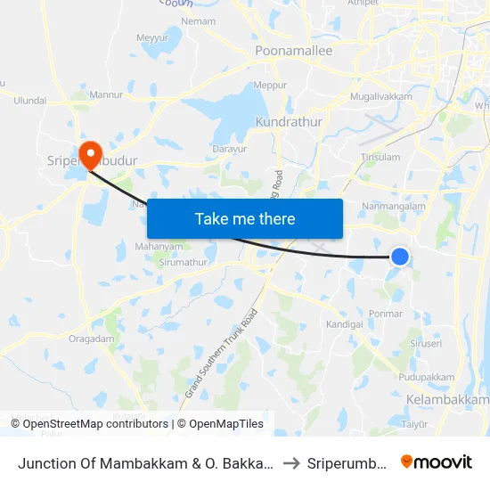 Junction Of Mambakkam & O. Bakkam Road to Sriperumbudur map